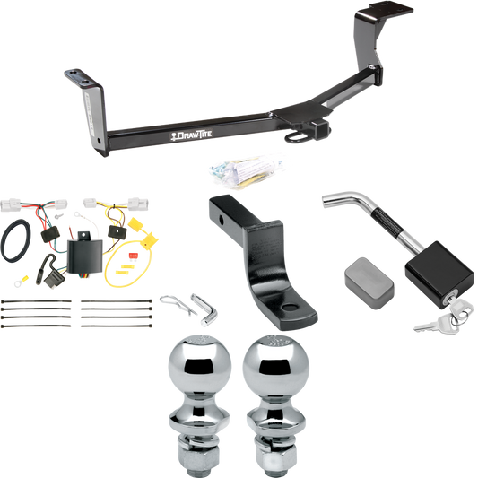 Se adapta al paquete de enganche de remolque Toyota Prius V 2012-2017 con arnés de cableado de 4 planos + barra de tracción + bola de 1-7/8" + 2" + bloqueo de enganche de Draw-Tite