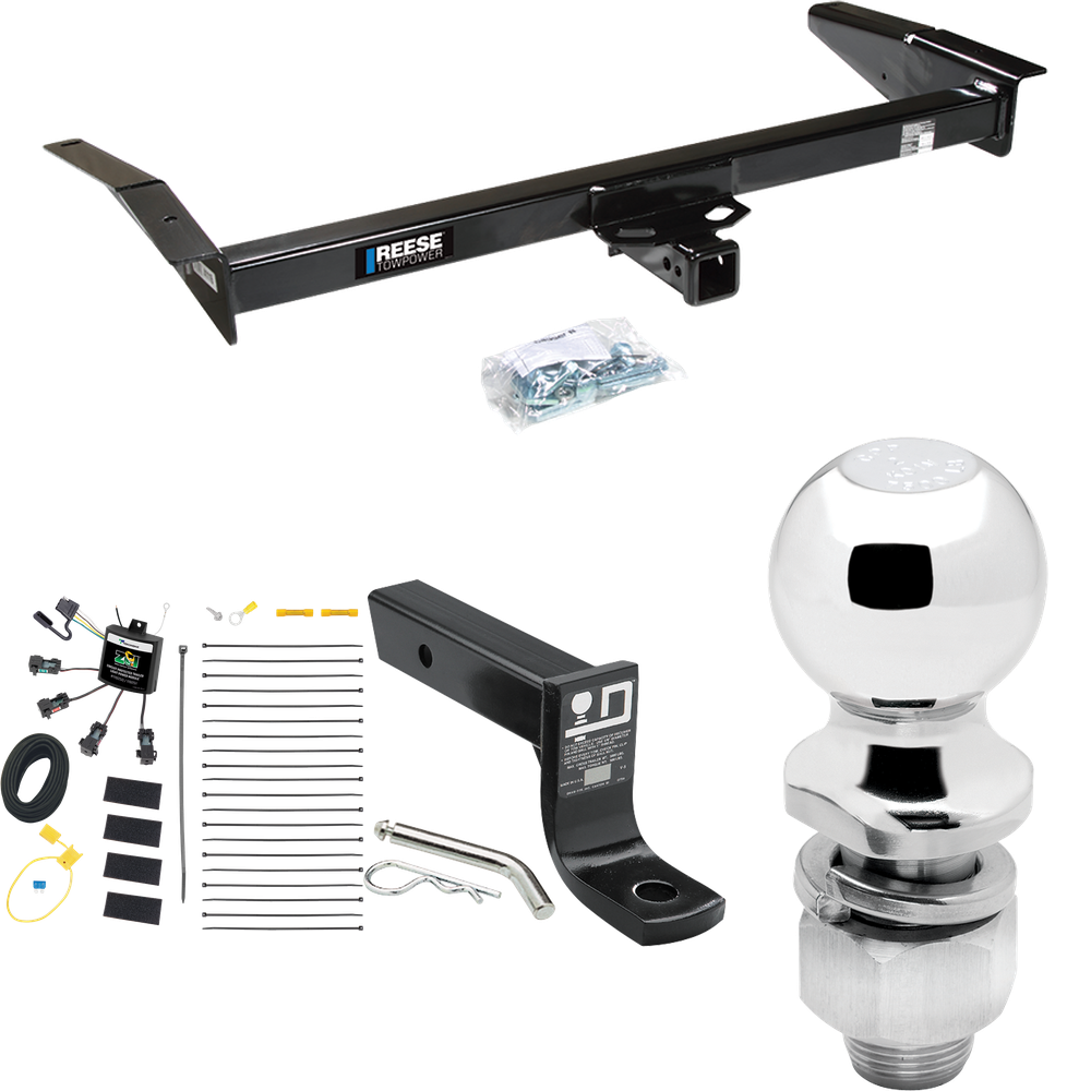 Fits 1998-2009 Ford Crown Victoria Trailer Hitch Tow PKG w/ 4-Flat Zero Contact "No Splice" Wiring + Ball Mount w/ 4" Drop + 2" Ball By Reese Towpower