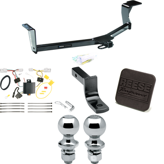 Se adapta al paquete de enganche de remolque Toyota Prius V 2012-2017 con arnés de cableado de 4 planos + barra de tracción + bola de 1-7/8" + 2" + cubierta de enganche de Reese Towpower