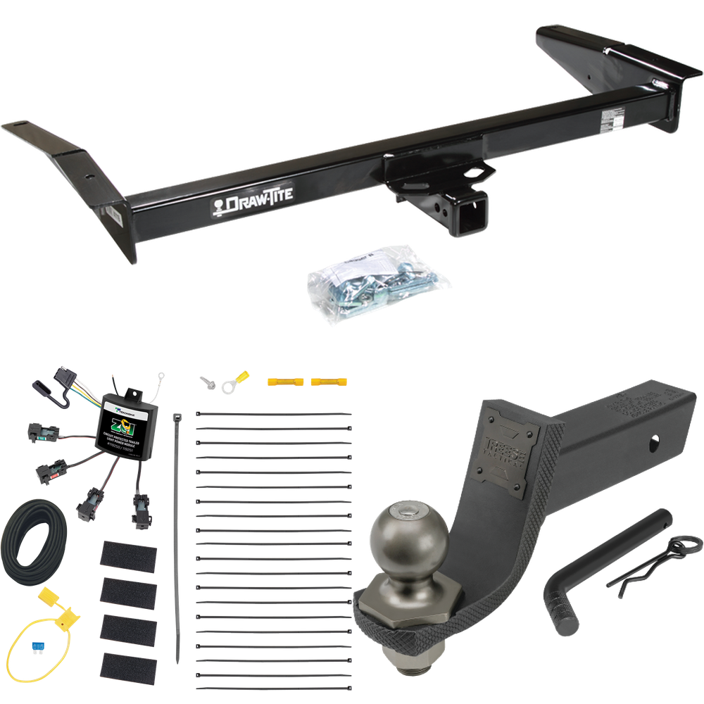 Fits 1998-2011 Mercury Grand Marquis Trailer Hitch Tow PKG w/ 4-Flat Zero Contact "No Splice" Wiring + Interlock Tactical Starter Kit w/ 3-1/4" Drop & 2" Ball By Draw-Tite