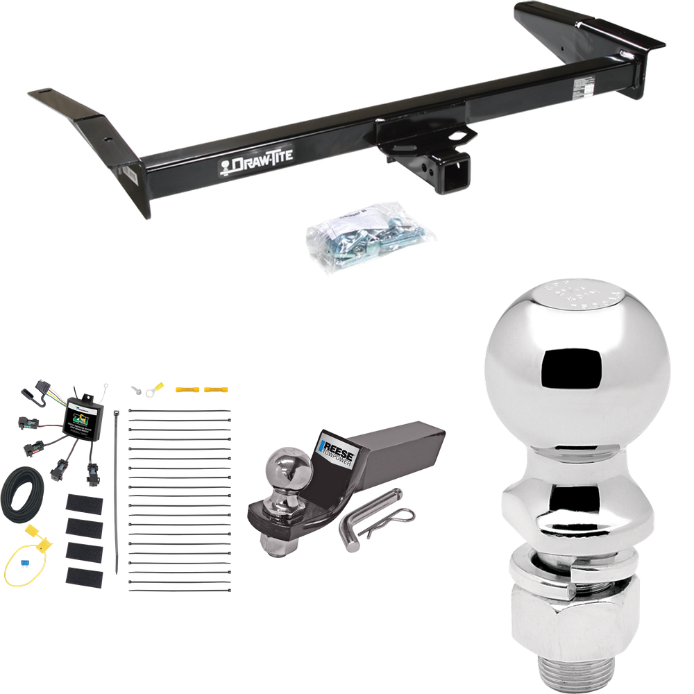 Se adapta al paquete de enganche de remolque Ford Crown Victoria 1998-2009 con cableado de 4 contactos planos cero "sin empalme" + kit de montaje de bola de inicio con caída de 2" y bola de 2" + bola de 2-5/16" de Draw-Tite