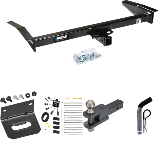 Fits 1998-2009 Ford Crown Victoria Trailer Hitch Tow PKG w/ 4-Flat Zero Contact "No Splice" Wiring Harness + Clevis Hitch Ball Mount w/ 2" Ball + Pin/Clip + Wiring Bracket By Reese Towpower