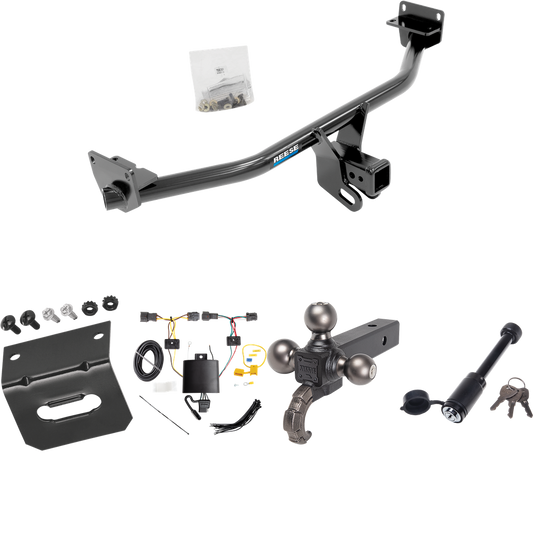 Fits 2019-2021 Hyundai Tucson Trailer Hitch Tow PKG w/ 4-Flat Wiring + Triple Ball Tactical Ball Mount 1-7/8" & 2" & 2-5/16" Balls w/ Tow Hook + Tactical Dogbone Lock + Wiring Bracket (Excludes: Night Edition Models) By Reese Towpower