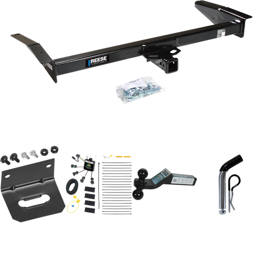Fits 1981-2011 Lincoln Town Car Trailer Hitch Tow PKG w/ 4-Flat Zero Contact "No Splice" Wiring Harness + Dual Ball Ball Mount 2" & 2-5/16" Trailer Balls + Pin/Clip +  Wiring Bracket By Reese Towpower