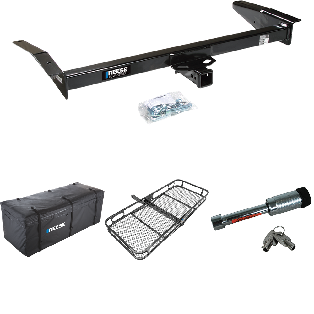 Fits 1983-2011 Mercury Grand Marquis Trailer Hitch Tow PKG w/ 60" x 24" Cargo Carrier + Cargo Bag + Hitch Lock By Reese Towpower