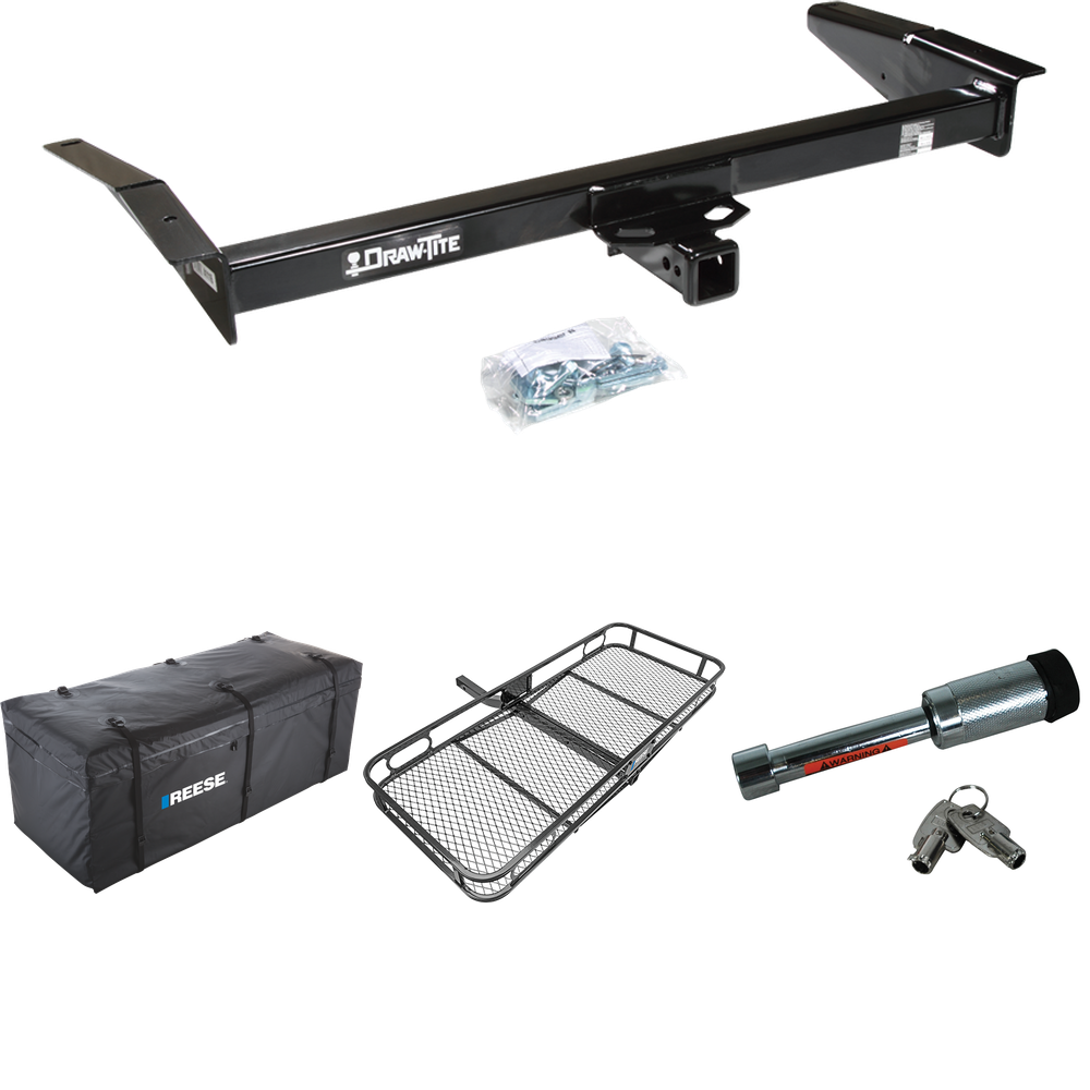 Fits 1980-1983 Lincoln Mark VI Trailer Hitch Tow PKG w/ 60" x 24" Cargo Carrier + Cargo Bag + Hitch Lock By Draw-Tite