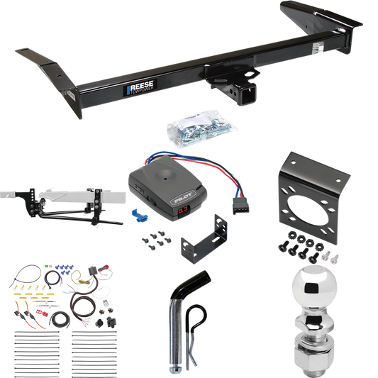 Fits 1998-2009 Ford Crown Victoria Trailer Hitch Tow PKG w/ 6K Round Bar Weight Distribution Hitch w/ 2-5/16" Ball + 2" Ball + Pin/Clip + Pro Series Pilot Brake Control + 7-Way RV Wiring By Reese Towpower