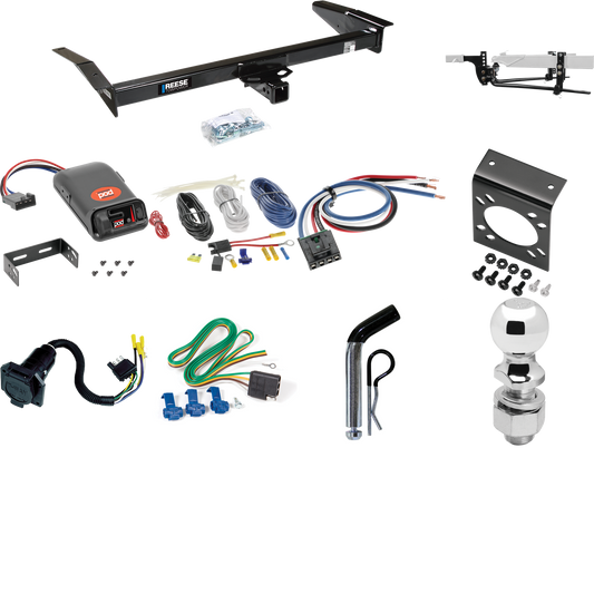 Fits 1980-1983 Lincoln Mark VI Trailer Hitch Tow PKG w/ 6K Round Bar Weight Distribution Hitch w/ 2-5/16" Ball + 2" Ball + Pin/Clip + Pro Series POD Brake Control + Generic BC Wiring Adapter + 7-Way RV Wiring By Reese Towpower
