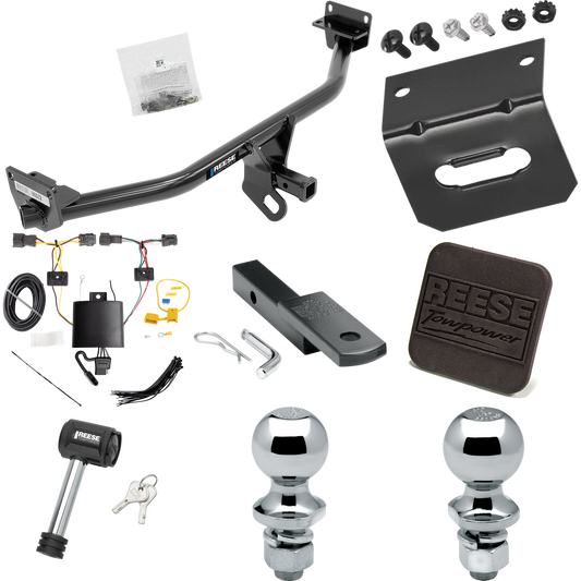 Fits 2019-2021 Hyundai Tucson Trailer Hitch Tow PKG w/ 4-Flat Wiring Harness + Draw-Bar + 1-7/8" + 2" Ball + Wiring Bracket + Hitch Cover + Hitch Lock (Excludes: Night Edition Models) By Reese Towpower