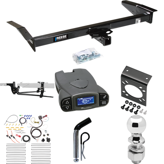 Fits 1998-2009 Ford Crown Victoria Trailer Hitch Tow PKG w/ 6K Round Bar Weight Distribution Hitch w/ 2-5/16" Ball + 2" Ball + Pin/Clip + Tekonsha Prodigy P3 Brake Control + 7-Way RV Wiring By Reese Towpower