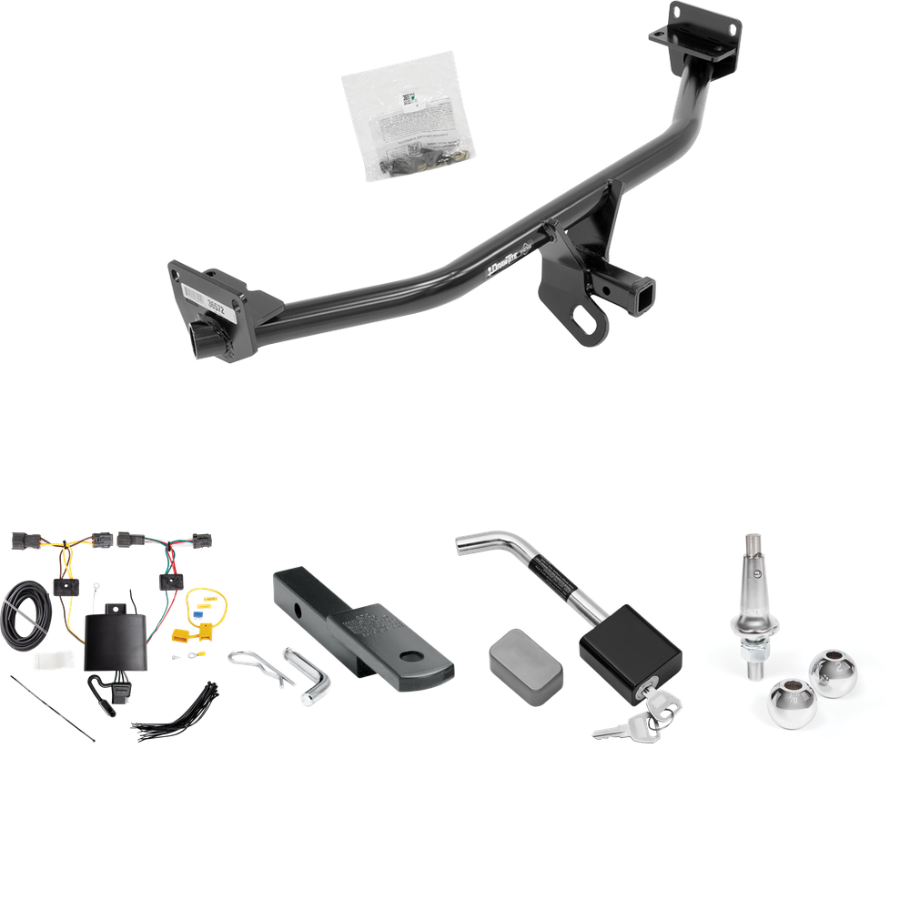 Fits 2019-2021 Hyundai Tucson Trailer Hitch Tow PKG w/ 4-Flat Wiring Harness + Draw-Bar + Interchangeable 1-7/8" & 2" Balls + Hitch Lock (Excludes: Night Edition Models) By Draw-Tite