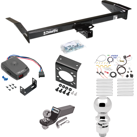 Fits 1998-2009 Ford Crown Victoria Trailer Hitch Tow PKG w/ Pro Series Pilot Brake Control + 7-Way RV Wiring + 2" & 2-5/16" Ball & Drop Mount By Draw-Tite