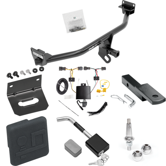 Fits 2019-2021 Hyundai Tucson Trailer Hitch Tow PKG w/ 4-Flat Wiring Harness + Draw-Bar + Interchangeable 1-7/8" & 2" Balls + Wiring Bracket + Hitch Cover + Hitch Lock (Excludes: Night Edition Models) By Draw-Tite