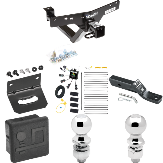 Se adapta al paquete de enganche de remolque BMW X5 2000-2006 con cableado "sin empalme" de 4 contactos planos cero + soporte de bola con caída de 2" + bola de 2" + bola de 2-5/16" + soporte de cableado + cubierta de enganche por sorteo -Tita