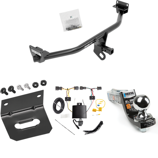 Fits 2019-2021 Hyundai Tucson Trailer Hitch Tow PKG w/ 4-Flat Wiring Harness + Interlock Starter Kit w/ 2" Ball 2-1/2" Drop 2" Rise + Wiring Bracket (Excludes: Night Edition Models) By Draw-Tite