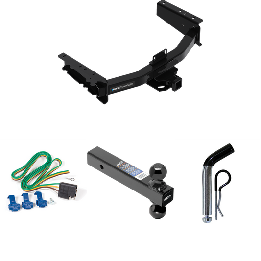 Fits 2019-2023 RAM 1500 Trailer Hitch Tow PKG w/ 4-Flat Wiring Harness + Dual Ball Ball Mount 2" & 2-5/16" Trailer Balls + Pin/Clip (For (New Body Style) Models) By Reese Towpower