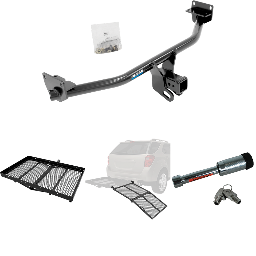 Fits 2016-2018 Hyundai Tucson Trailer Hitch Tow PKG w/ Cargo Carrier + Bi-Fold Ramp + Hitch Lock By Reese Towpower