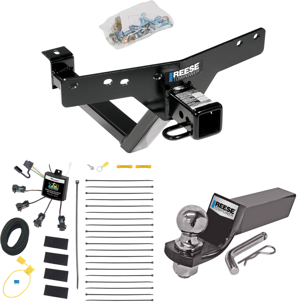 Se adapta al paquete de enganche de remolque BMW X5 2000-2006 con cableado "sin empalme" de 4 contactos planos cero + kit de montaje de bola de inicio con caída de 2" y bola de 2" de Reese Towpower