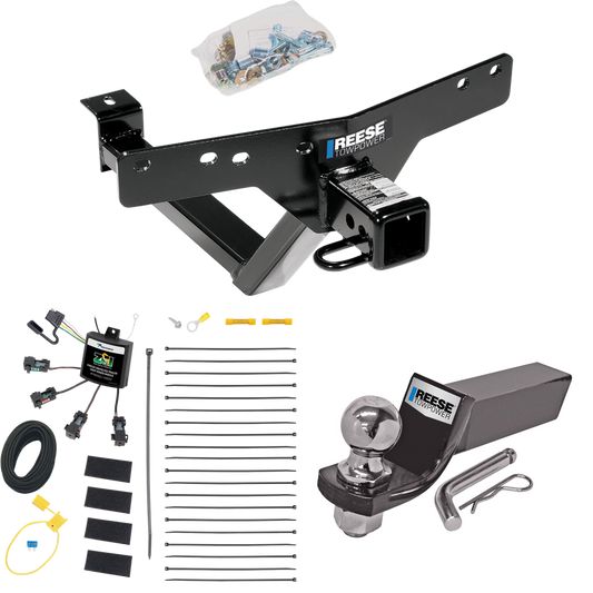 Se adapta al paquete de enganche de remolque BMW X5 2000-2006 con cableado "sin empalme" de 4 contactos planos cero + kit de montaje de bola de inicio con caída de 2" y bola de 2" de Reese Towpower