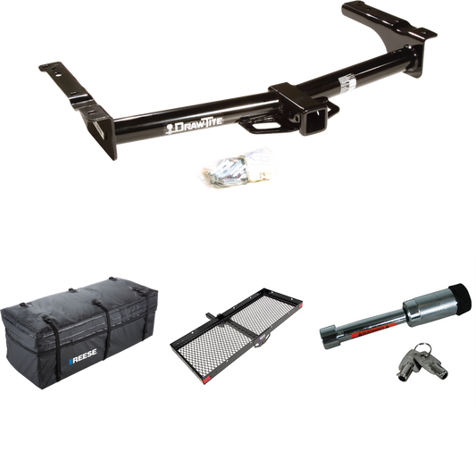 Fits 1975-1983 Ford E-100 Econoline Trailer Hitch Tow PKG w/ 48" x 20" Cargo Carrier + Cargo Bag + Hitch Lock By Draw-Tite