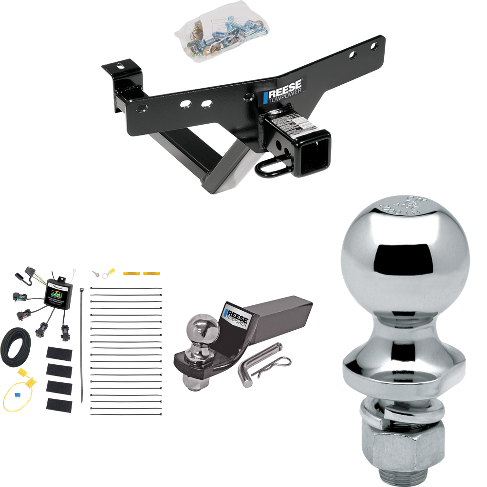 Fits 2000-2006 BMW X5 Trailer Hitch Tow PKG w/ 4-Flat Zero Contact "No Splice" Wiring + Starter Kit Ball Mount w/ 2" Drop & 2" Ball + 1-7/8" Ball By Reese Towpower