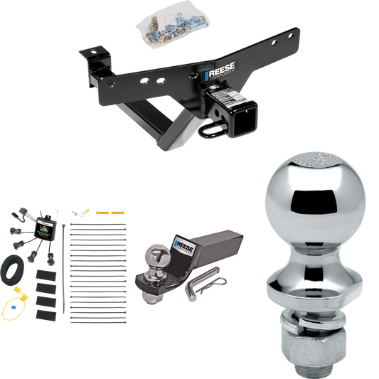 Fits 2000-2006 BMW X5 Trailer Hitch Tow PKG w/ 4-Flat Zero Contact "No Splice" Wiring + Starter Kit Ball Mount w/ 2" Drop & 2" Ball + 1-7/8" Ball By Reese Towpower