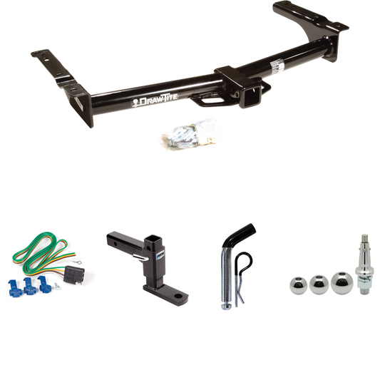 Se adapta al paquete de enganche de remolque Ford E-250 Econoline 2003-2007 con 4 cables planos + soporte de bola ajustable + pasador/clip + bolas intercambiables de 1-7/8" y 2" y 2-5/16" por sorteo -Tita