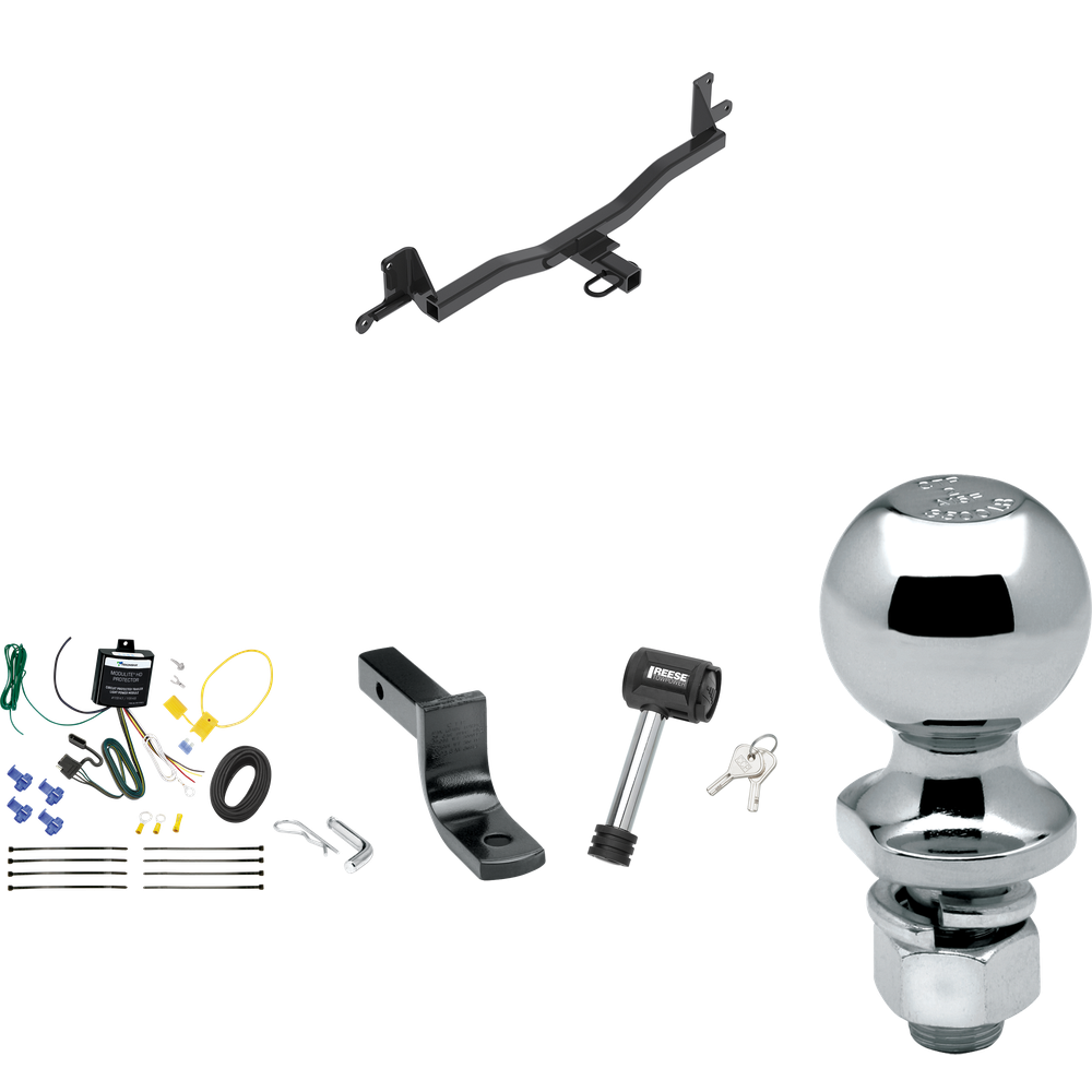 Se adapta al paquete de enganche de remolque Toyota Prius C 2012-2019 con arnés de cableado de 4 planos + barra de tracción + bola de 2" + bloqueo de enganche de Reese Towpower