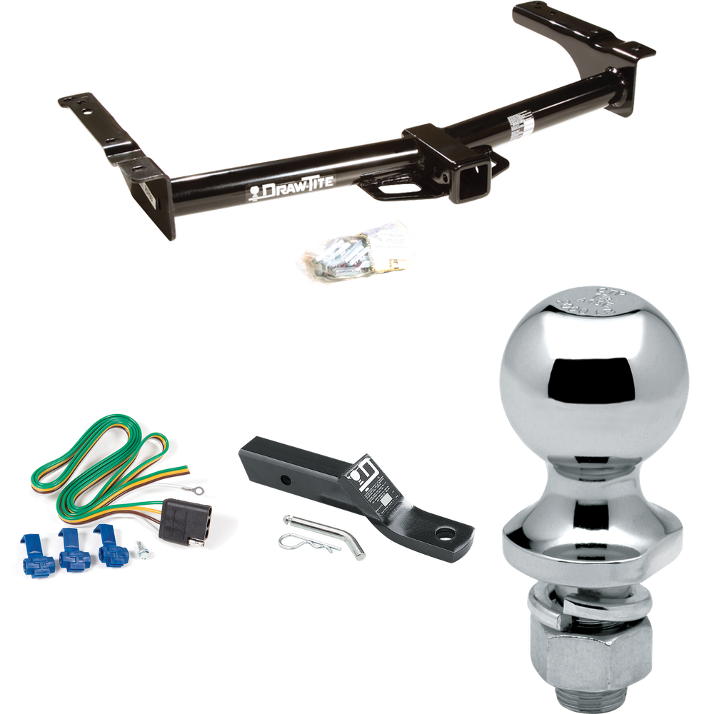 Fits 1975-1983 Ford E-100 Econoline Trailer Hitch Tow PKG w/ 4-Flat Wiring + Ball Mount w/ 2" Drop + 1-7/8" Ball By Draw-Tite