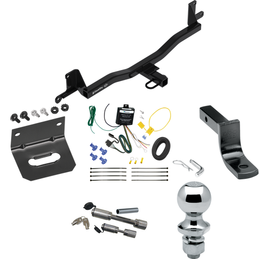 Fits 2012-2019 Toyota Prius C Trailer Hitch Tow PKG w/ 4-Flat Wiring Harness + Draw-Bar + 1-7/8" Ball + Wiring Bracket + Dual Hitch & Coupler Locks By Draw-Tite