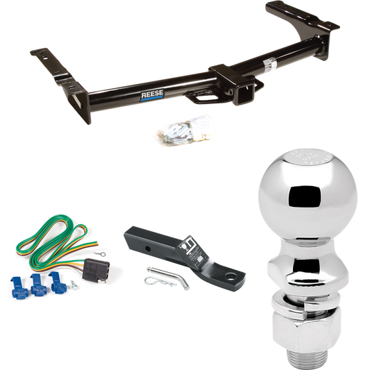 Fits 1975-1991 Ford E-250 Econoline Trailer Hitch Tow PKG w/ 4-Flat Wiring + Ball Mount w/ 2" Drop + 2-5/16" Ball By Reese Towpower