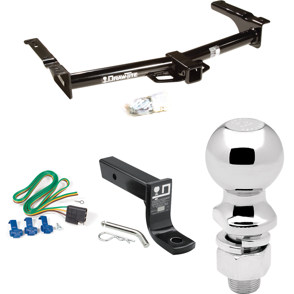 Fits 1975-1983 Ford E-100 Econoline Trailer Hitch Tow PKG w/ 4-Flat Wiring + Ball Mount w/ 4" Drop + 2-5/16" Ball By Draw-Tite