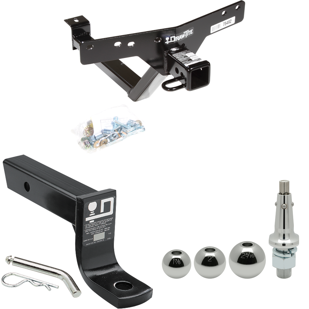 Fits 2000-2006 BMW X5 Trailer Hitch Tow PKG w/ Ball Mount w/ 4" Drop + Interchangeable Ball 1-7/8" & 2" & 2-5/16" By Draw-Tite