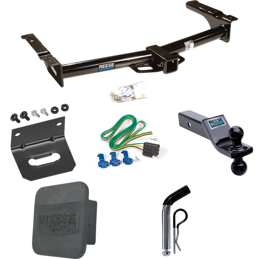 Fits 2003-2007 Ford E-250 Econoline Trailer Hitch Tow PKG w/ 4-Flat Wiring + Dual Ball Ball Mount 1-7/8" & 2" Trailer Balls + Pin/Clip + Wiring Bracket + Hitch Cover By Reese Towpower