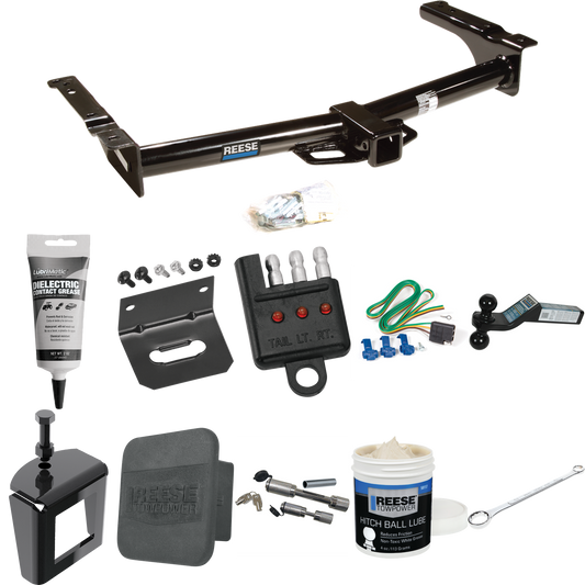 Fits 1975-1991 Ford E-350 Econoline Trailer Hitch Tow PKG w/ 4-Flat Wiring + Dual Ball Ball Mount 2" & 2-5/16" Trailer Balls + Wiring Bracket + Hitch Cover + Dual Hitch & Coupler Locks + Wiring Tester + Ball Lube + Electric Grease + Ball Wrench + Ant