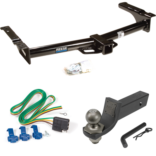 Fits 2003-2007 Ford E-150 Econoline Trailer Hitch Tow PKG w/ 4-Flat Wiring + Interlock Tactical Starter Kit w/ 2" Drop & 2" Ball By Reese Towpower