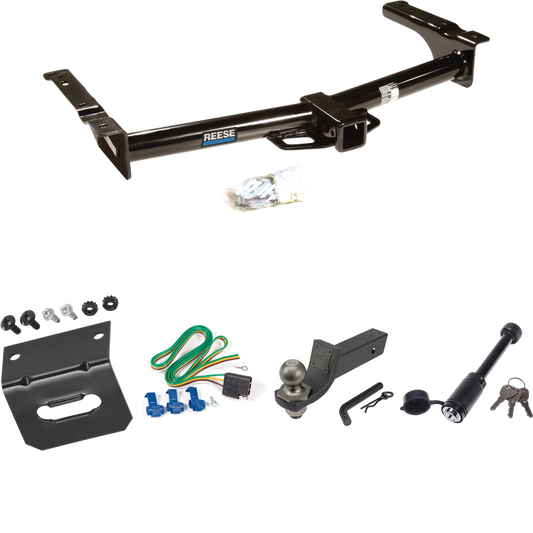 Fits 2003-2007 Ford E-250 Econoline Trailer Hitch Tow PKG w/ 4-Flat Wiring + Interlock Tactical Starter Kit w/ 2" Drop & 2" Ball + Tactical Dogbone Lock + Wiring Bracket By Reese Towpower