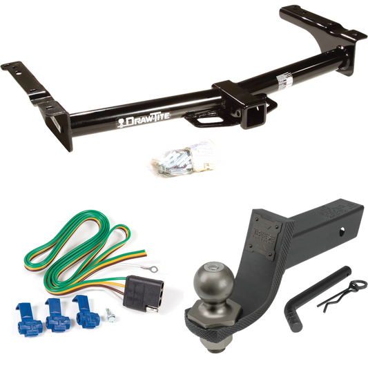 Fits 1975-1991 Ford E-350 Econoline Trailer Hitch Tow PKG w/ 4-Flat Wiring + Interlock Tactical Starter Kit w/ 3-1/4" Drop & 2" Ball By Draw-Tite