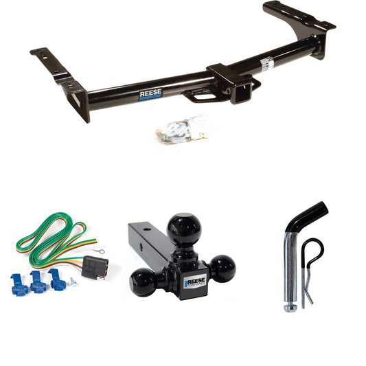 Fits 1975-1991 Ford E-150 Econoline Trailer Hitch Tow PKG w/ 4-Flat Wiring + Triple Ball Ball Mount 1-7/8" & 2" & 2-5/16" Trailer Balls + Pin/Clip By Reese Towpower