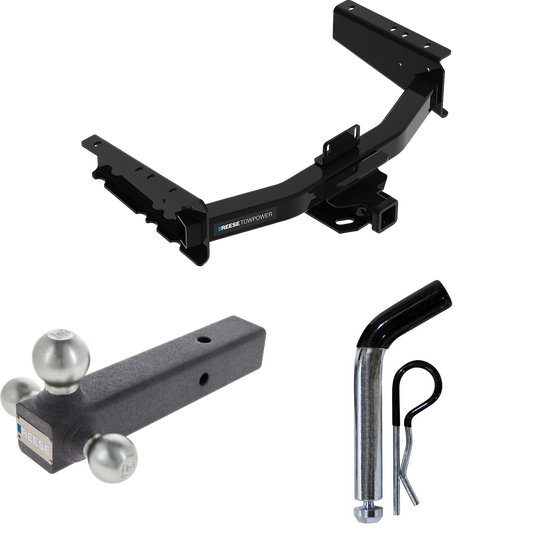 Fits 2019-2023 RAM 1500 Trailer Hitch Tow PKG w/ Triple Ball Ball Mount 1-7/8" & 2" & 2-5/16" Trailer Balls + Pin/Clip (For (New Body Style) Models) By Reese Towpower