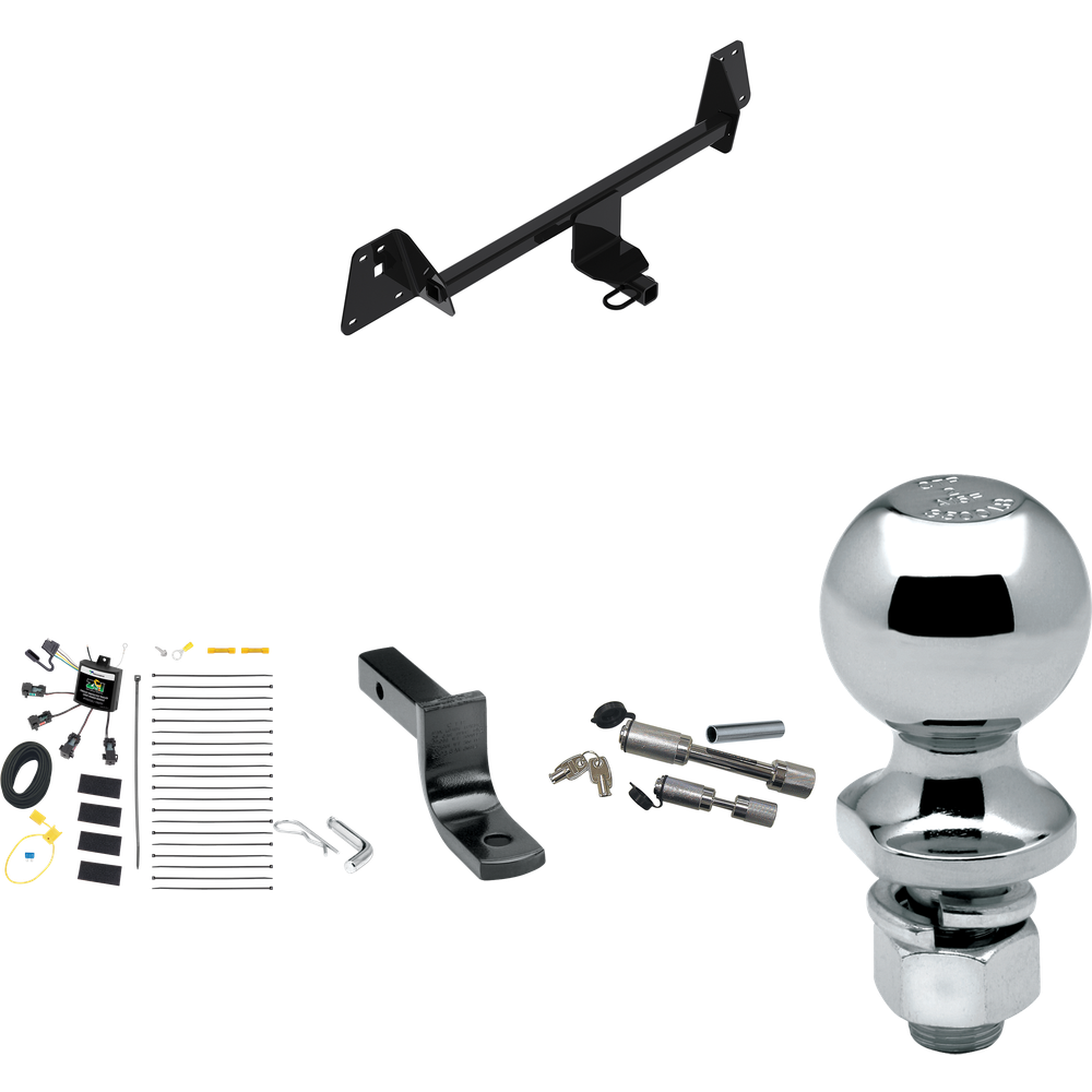 Se adapta al paquete de remolque con enganche de remolque Toyota Prius 2020-2022 con arnés de cableado de 4 contactos planos "sin empalme" + barra de tracción + bola de 2" + enganche doble y bloqueos de acoplador de Reese Towpower