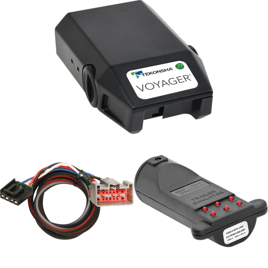 Se adapta a Dynamax Isata Touring Sedan E Motorhome Tekonsha Voyager 2010-2015 Control de freno + Adaptador BC Plug &amp; Play + Emulador de remolque de probador de control de freno (para modelos con 4 planos de fábrica) de Tekonsha