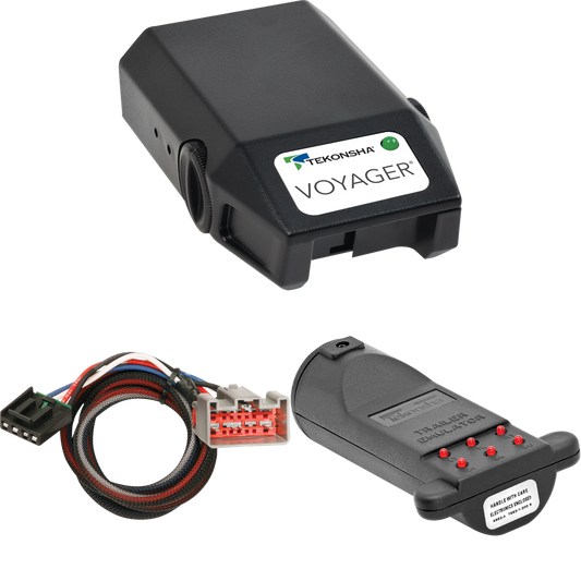 Se adapta a Winnebago Access Premier Motorhome 2014-2014 Tekonsha Voyager Control de freno + Adaptador BC Plug &amp; Play + Emulador de remolque de probador de control de freno (para modelos con 4 planos de fábrica) de Tekonsha