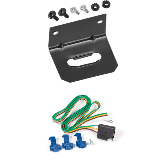 Fits 2003-2012 Ford E-150 Econoline 4-Flat Vehicle End Trailer Wiring Harness + Wiring Bracket By Reese Towpower