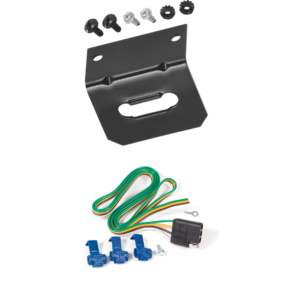 Fits 1999-2004 Ford F-250 Super Duty 4-Flat Vehicle End Trailer Wiring Harness + Wiring Bracket By Reese Towpower