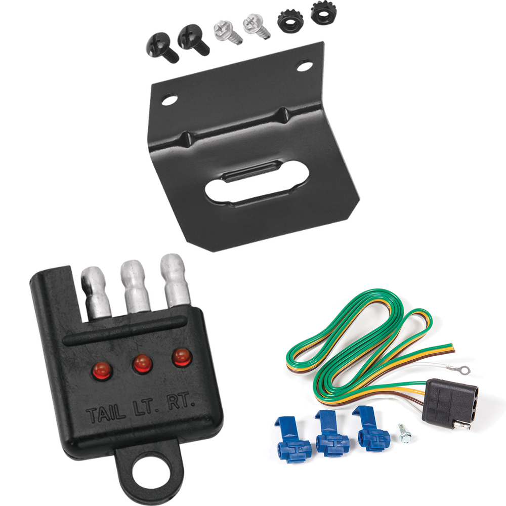 Fits 1979-1995 GMC G3500 4-Flat Vehicle End Trailer Wiring Harness + Wiring Bracket + Wiring Tester By Reese Towpower