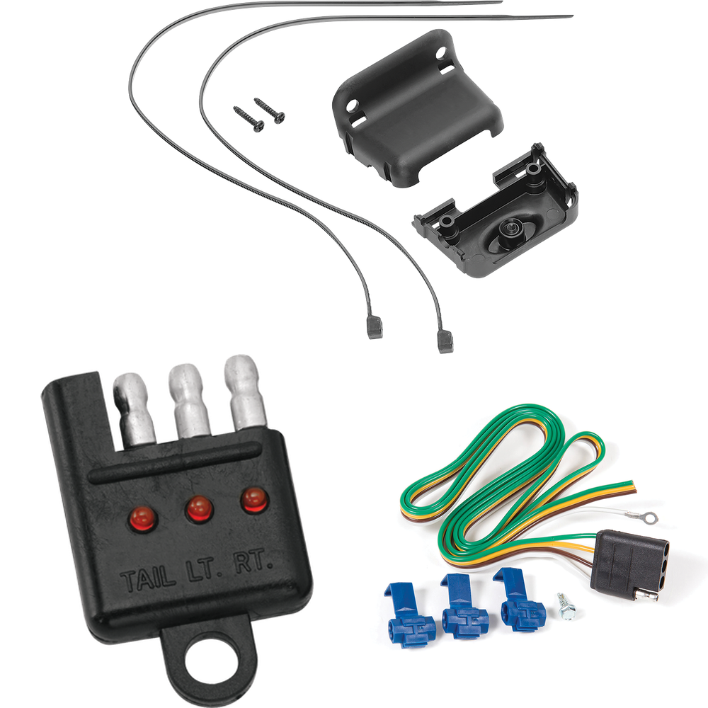 Fits 1988-2000 Chevrolet C35 4-Flat Vehicle End Trailer Wiring Harness + Wiring Bracket + Wiring Tester By Reese Towpower