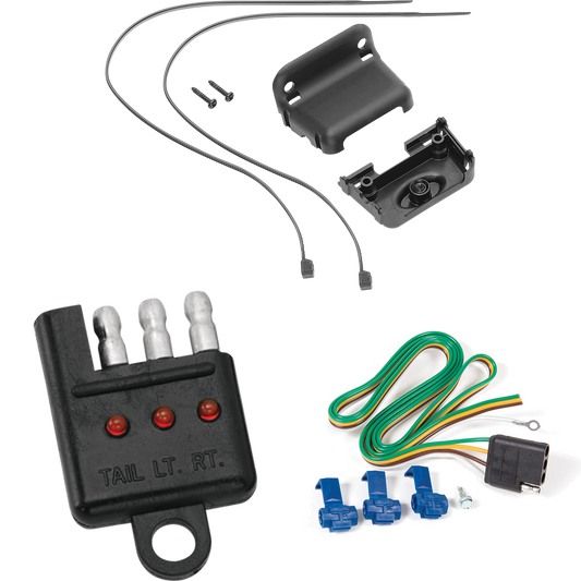 Fits 1988-2000 Chevrolet C35 4-Flat Vehicle End Trailer Wiring Harness + Wiring Bracket + Wiring Tester By Reese Towpower