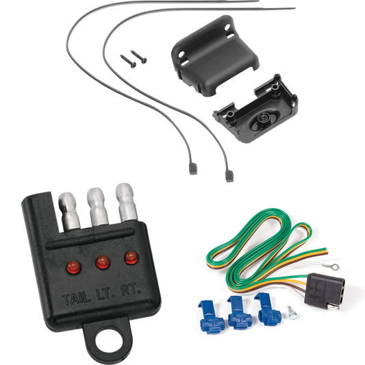 Fits 1969-1970 International 1100D 4-Flat Vehicle End Trailer Wiring Harness + Wiring Bracket + Wiring Tester By Reese Towpower