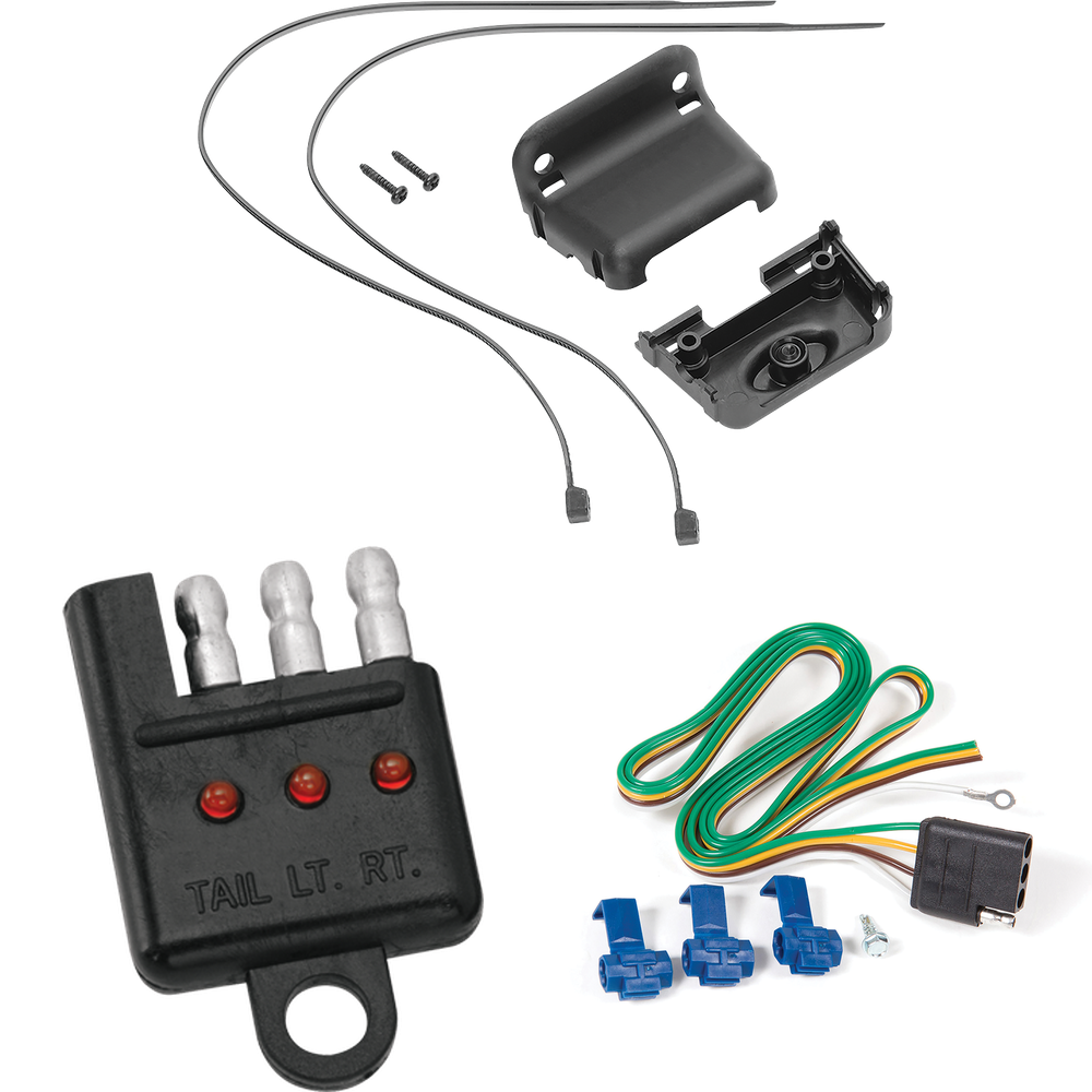 Fits 1994-1998 Ford Mustang 4-Flat Vehicle End Trailer Wiring Harness + Wiring Bracket + Wiring Tester By Reese Towpower